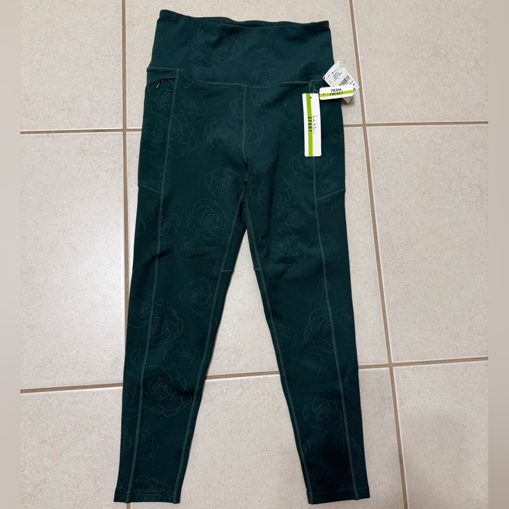 Nicole Miller Dark Green Floral Leggings